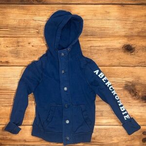 Y2K Abercrombie & Fitch Men’s Navy Button Up Hoodie Size Large